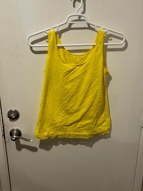 Ann Taylor Bright Yellow Lace-Hem Tank Top